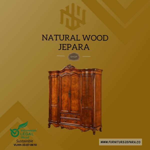 Lemari Pakaian Mewah Jati Furniture Jepara Nwj 12