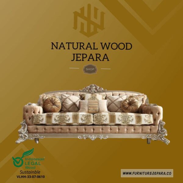 Sofa Tamu Mewah Jepara Furniture Klasik Ukir Gold Nwj 40