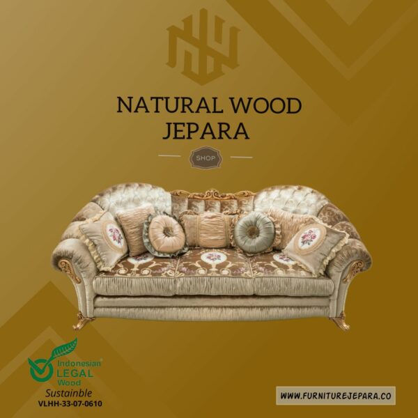 Sofa Tamu Mewah Klasik Gold Veneer Furniture Jepara Nwj 26