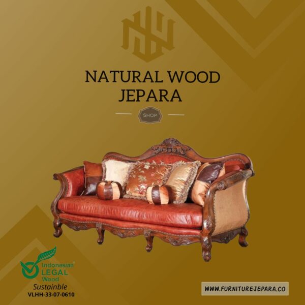 1 Set Sofa Ukir Jepara Gaya Klasik Antique Kayu Jati Nwj 85