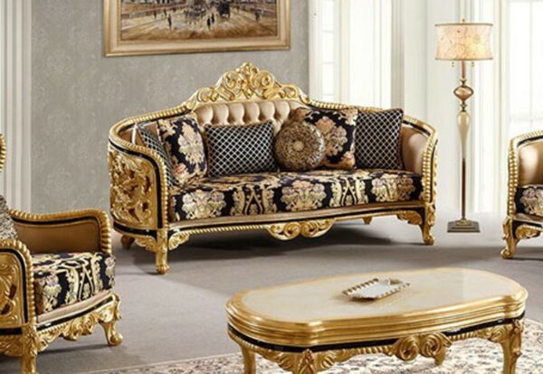 Sofa Ruang Tamu Mewah Gold Mataram Ukir Jepara Nwj 70