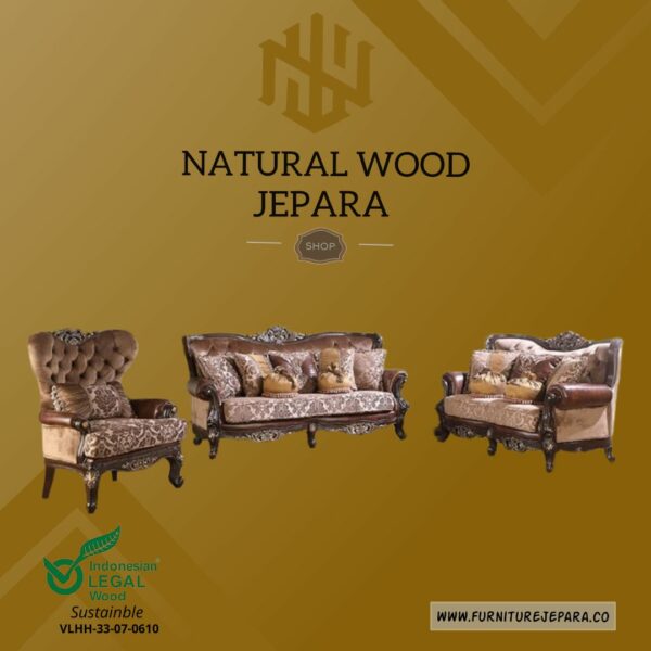 Sofa Tamu Mewah Kayu Jati Ukiran Jepara Model Terbaru Nwj 62