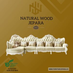 Kursi Tamu Sudut Mewah Sofa Ukir Jepara Leather Oscar