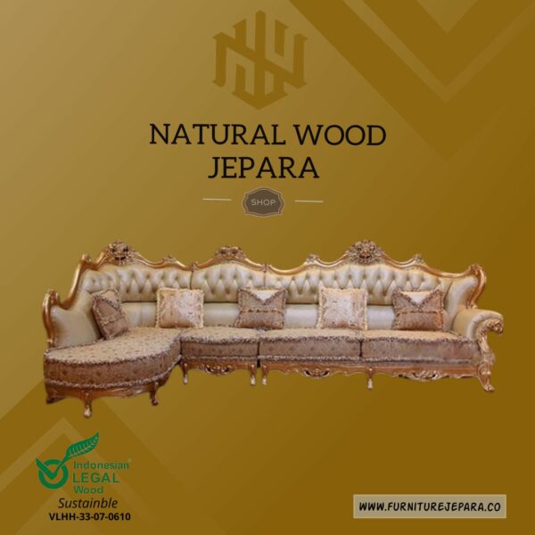 Model Sofa Tamu Mewah Ukiran Furniture Jepara Leter L