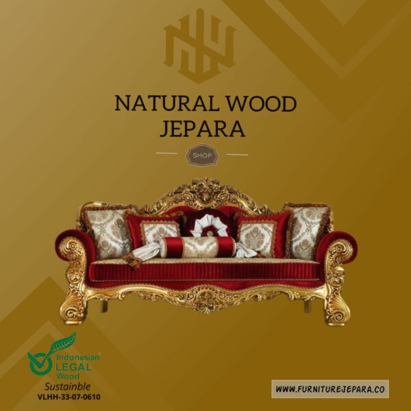 Sofa Ruang Tamu Mewah Golden Carving Turki Style Nwj 93