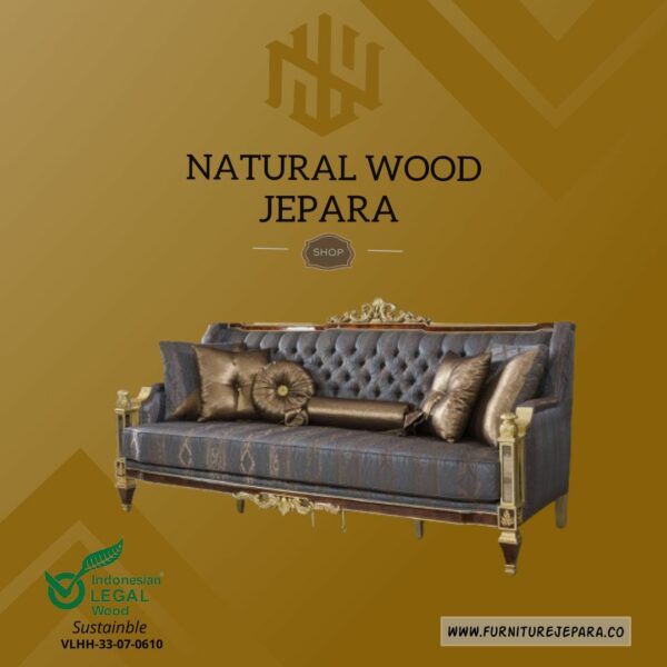 Sofa Tamu Mewah Classic Luxury Ukiran Kayu Jati Veener