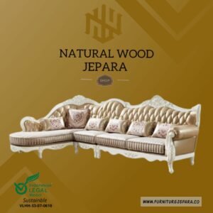 Sofa Tamu Mewah Duco White Gold Mebel Ukir Jepara